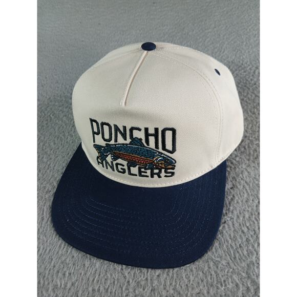 Poncho Hat Made For The Outdoors Anglers Fishing Snapback Beige Blue Cap Rope - Picture 1 of 5
